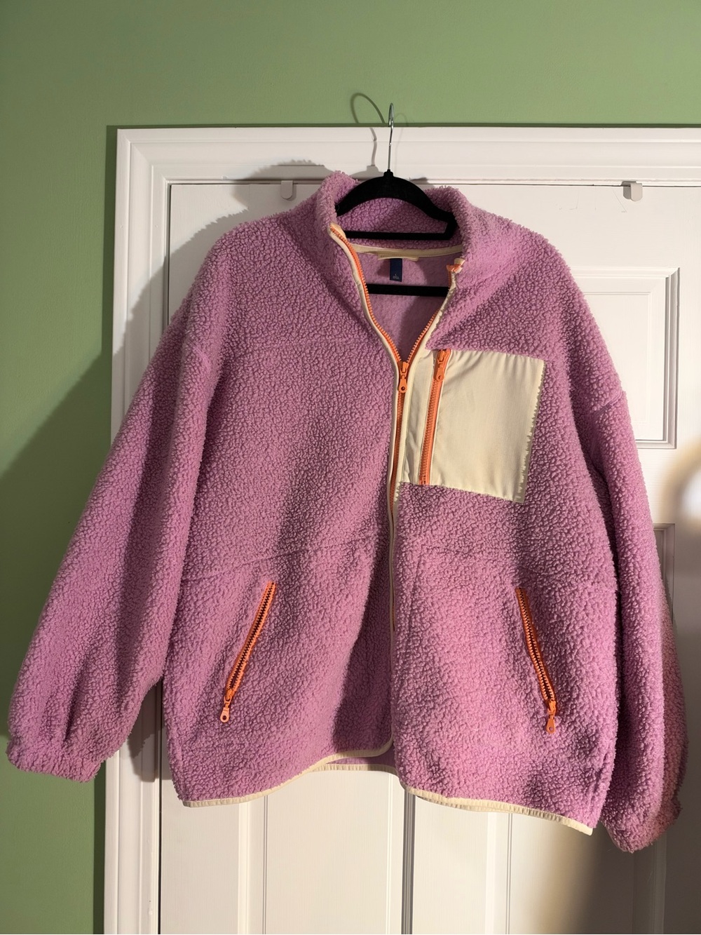 Universal Thread Lavender Sherpa Jacket with Cream Chest Pocket